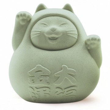 【開運招財擺件】圓滾滾幸運貓(大) 健康綠