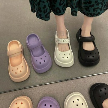 踩屎感包頭涼鞋女鞋夏季新款厚底舒適時尚沙灘洞洞鞋涼拖【倪醬小鋪】
