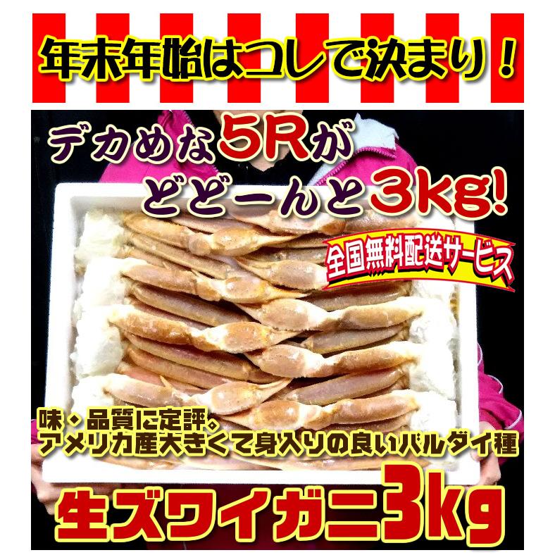 新物 生ずわい３ｋ6-7肩中心（アラスカ州産バルダイ種）特太の5Rサイズ