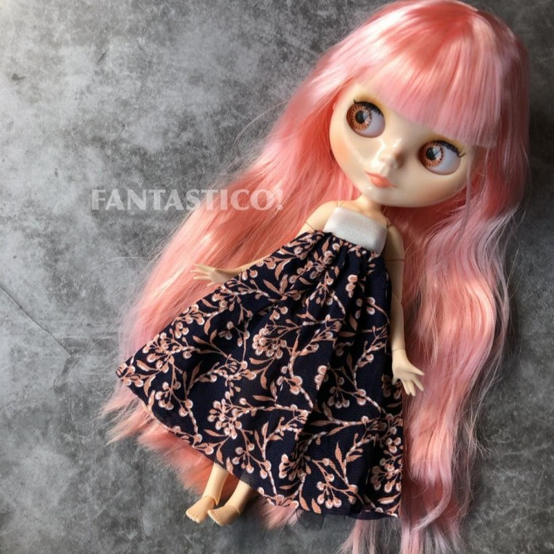 バービー人形用ドール用アウトフィット♪2way花柄スカートドレスと