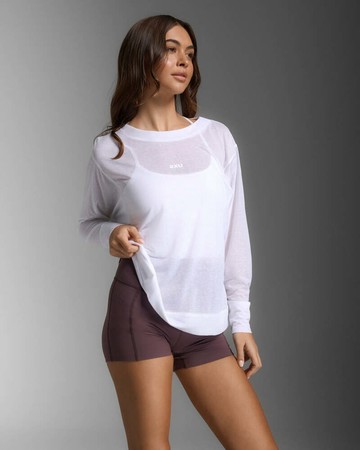 2XU ReLight Long Sleeve 女士 乾爽輕盈舒適機能長袖上衣｜白