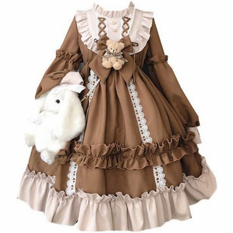 ロリータ ワンピース 長袖 コスプレ 衣装 森ガール 可愛い ゆめかわいい 女の子 ガールズ フリル リボン 蝶結び 通販 Lineポイント最大get Lineショッピング