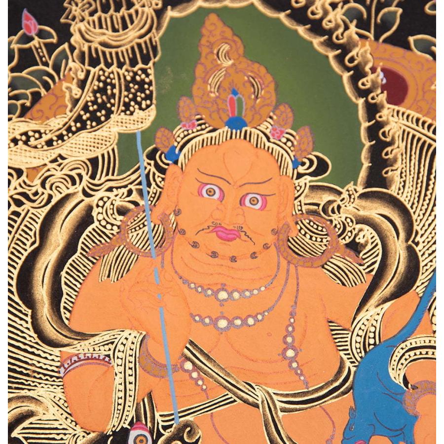 送料無料 タンカ マンダラ 曼荼羅 手描きのタンカ 〔一点物〕タンカ 49cm x 39cm 曼陀羅 仏画 インド 本 印刷物