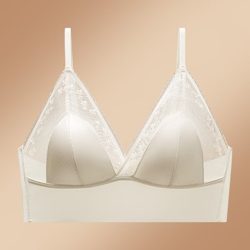 【Amhome】輕奢緞面無痕蕾絲超薄固定杯性感美背兔耳朵杯內衣# 125353