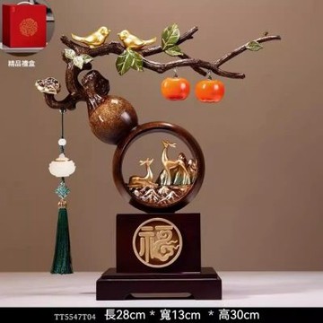 新中式擺飾 柿柿事事如意柿子擺件 葫蘆客廳裝飾品 搬家禮物 喬遷新居禮品 輕奢寓意擺件