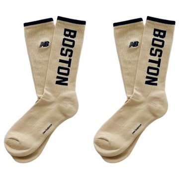 New Balance Boston Crew 刺繡長襪 2雙  M(38~42)  米白