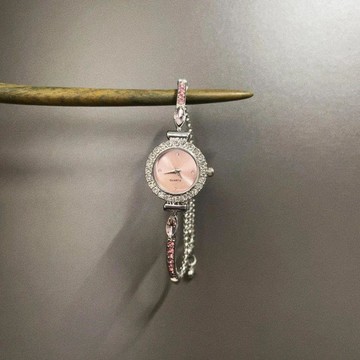 ⌚免運⌚Vintage古着 Pink belt circle手錶指針手錶 女錶 學生 靜音 防水手錶 考試手錶 石英錶