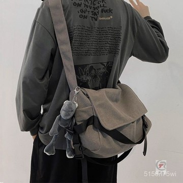 💛側背包💛禮物女帆布斜挎包男生潮牌大容量ins日係百搭複古背包簡約休閒男