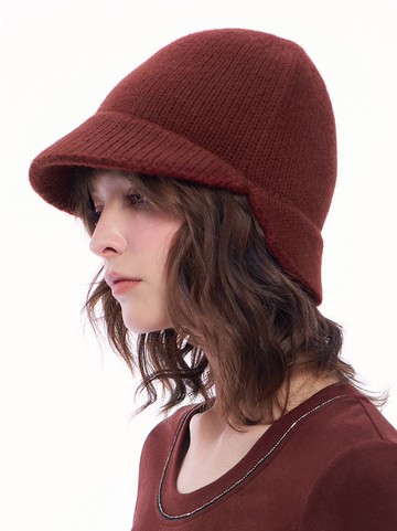 暖意輪廓100%羊毛針織毛帽-紅
