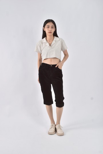 (L) jasidam高腰棉質點鑽黑色長褲