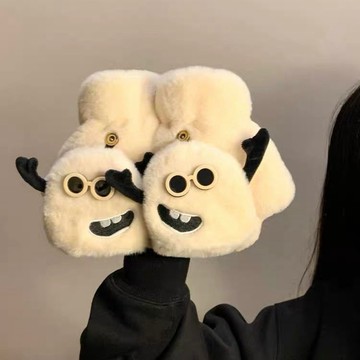 臺灣/✨ 騎車手套 防寒手套 手套可翻蓋毛絨手套可愛女冬季半指露指加絨加厚觸屏學生騎行防寒保暖