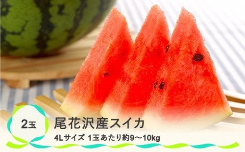 先行予約 尾花沢産スイカ 4Lサイズ 約9㎏×2玉 7月下旬～8月中旬頃発送 令和6年産 2024年産 観光物産 kb-su4xx2