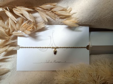 石榴石 簡約灑金蠟線手環 極細手鍊