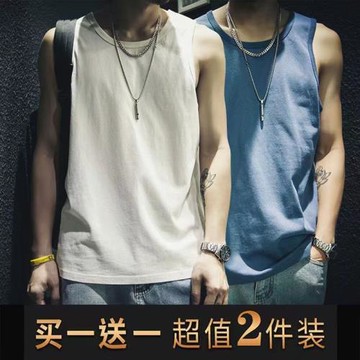 背心男夏季坎肩外穿馬甲純棉寬松籃球砍袖薄款運動無袖t恤男士潮