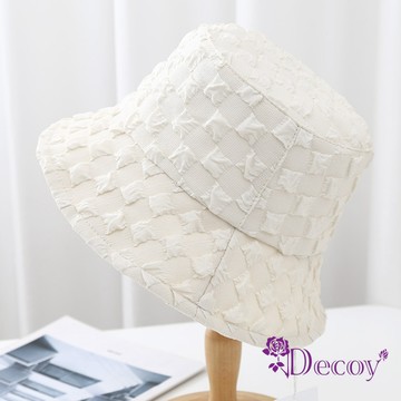 【Decoy】泡泡菱格＊日韓防曬遮陽漁夫盆帽/米白