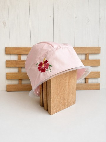 刺繡扶桑花單層頭巾帽 鬆緊帶款 工作帽醫療帽月子料理帽化療帽