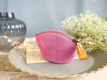 Cuir de Songe 圓潤可愛的大容量零錢包 繽紛小物讓心情UP 配件使用櫪木皮革 桃紅色