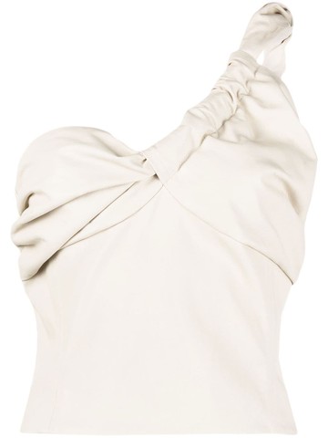 The Mannei - Colmar one-shoulder top - women - Leather/Cotton/Spandex/Elastane/Viscose/Polyamide/Resin/Silk - 38 - Neutrals