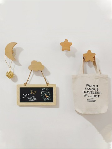 掛鉤 掛衣架 門後掛衣架實木掛鉤星星月亮云朵衣帽鉤拉手掛衣架門后玄關免打孔粘鉤掛衣鉤