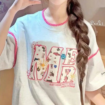 ＊ORead＊圓領繡花短袖T恤(灰色M~2XL)