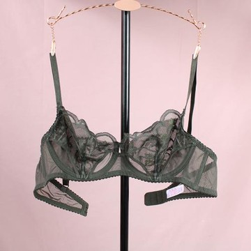 網紗內衣女超薄軟鋼圈聚攏性感文胸大胸顯小收副乳防下垂蕾絲胸罩