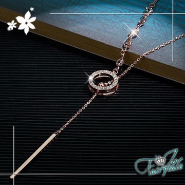 伊飾童話 單環碎鑽 氣質甜美鈦鋼流蘇伸縮長鍊 顏色可選