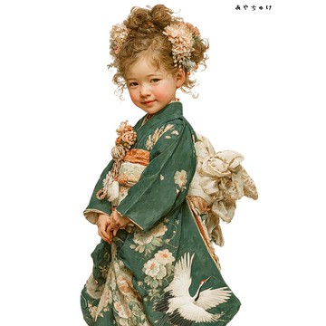 【12月新品4】07-114-0289 人物貼紙 和服復古