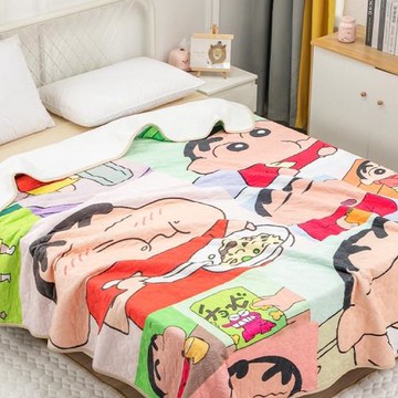 蠟筆小新毛毯可愛卡通牛奶絨加厚辦公室披肩小被子兒童宿舍午休毯