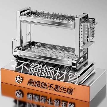 304不銹鋼碗碟收納架碗架廚房多功能置物架家用放碗筷碗盤瀝水架 y806