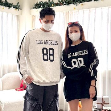 【AMERO】男裝 女裝 長袖圓領大學Ｔ 英文數字印花 情侶裝