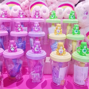 MINISO名創優品愛心小熊吸管水杯520ml