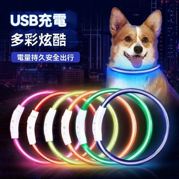 狗狗 發光 狗項圈 寵物夜光 遛狗燈 發亮 充電狗圈 頸圈 夜間大型犬