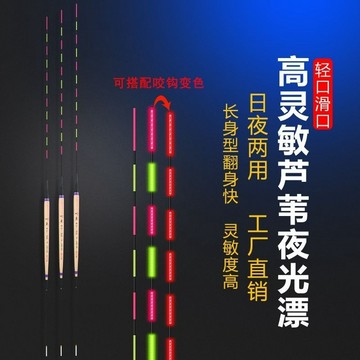 福壽專用夜光漂 夜釣福壽浮漂 高靈敏咬鈎變色蘆葦夜光漂輕口電子滑口漂黑坑混養日夜二用電子漂 電子浮標 電子夜光棒 夜光浮