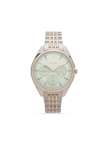 BOSS - Saya logo-lettering watch - women - Crystal/stainless steel - One Size - Green