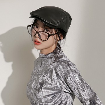 帥氣皮質前進帽-黑【KT27385】