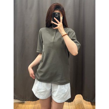 日單！男裝女裝情侶快干華夫格亨利領T恤短袖T恤質感吸汗Y475361