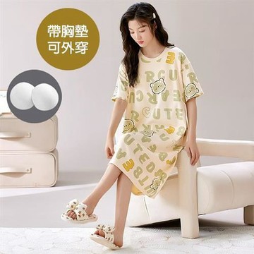 【韓國K.W.】韓國空運復古胸墊居家洋裝裝(胸墊睡衣/bratop/居家服/家居服/睡衣/睡裙/涼感睡衣)x24212