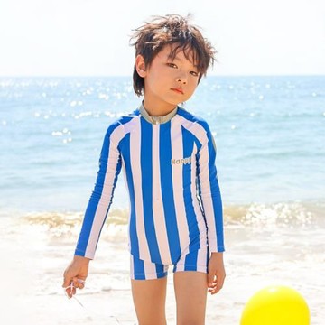 新款兒童泳衣男童中小童男孩長袖連體防曬速干運動沖浪潛水服批發