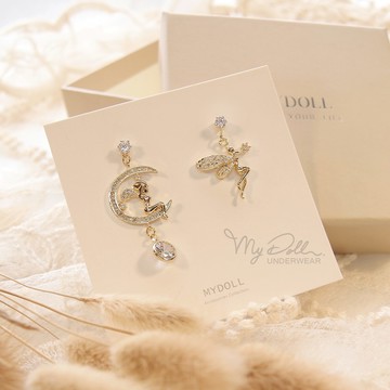 耳針925銀‧小精靈閃亮鑽耳針【4017】