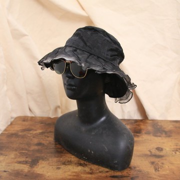 Back to Green::戶外漁夫帽 黑白蕾絲 層次 d-13 vintage hat