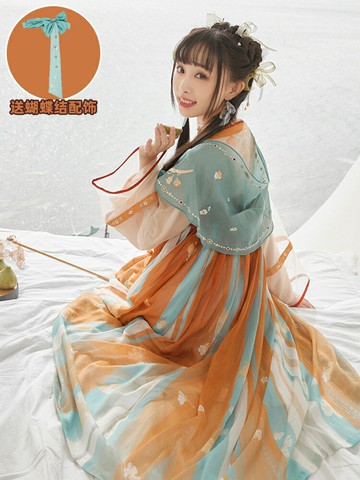 瑤嫦娥如夢令大喬王者榮耀cos漢服 瑤遇見神鹿 連衣裙女齊胸襦裙S