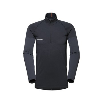 MAMMUT Trift Half Zip LS 羊毛混紡立領半拉鍊長袖排汗衣 黑色 男款 #1016-01050