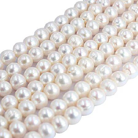 SR BGSJ Jewelry Making Natural 9-10mm Nearly Round White Freshwater Pearl Gemstone Beads Loose Spacer For DIY Design Craft Strand 15