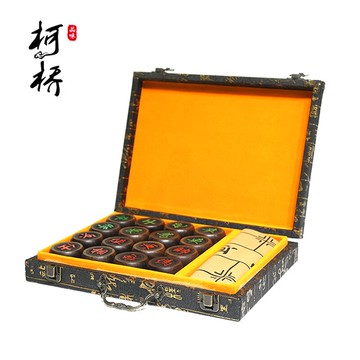紅木質整料黑檀實心中國象棋帶禮盒棋盤送領導長輩精品東陽木雕刻