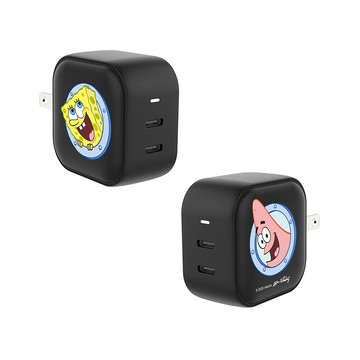 【正版授權】海綿寶寶和派大星探出窗外GaN 45W Type-C雙孔充電頭