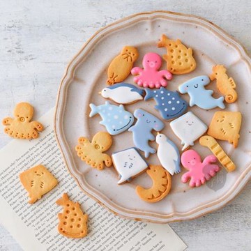 家用親子卡通小動物系列海洋生物鯊魚海馬章魚企鵝糖霜餅干模具