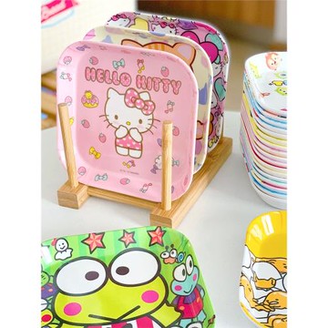 卡通餐具密胺四方碟殘渣吐骨碟日式家用兒童耐摔塑料盤子5寸小味