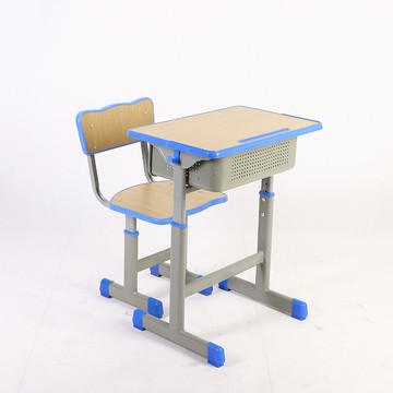 廠家批發學校教室中小學生學習可升降單人課桌椅培訓班靠背寫字桌[DD120109]