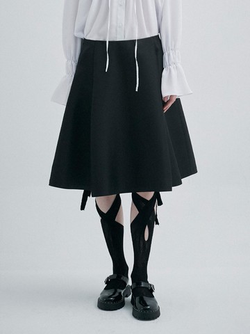 A-LINE TUCKED SKIRT_BLACK