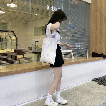 新款自制原宿風扎染帆布包棉布袋香芋紫淡黃單肩包少女學生夏季